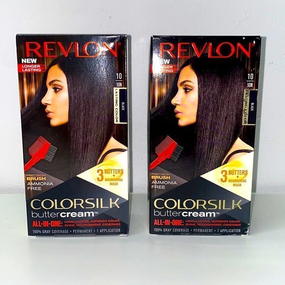 (2) 1 Revlon 10 10N Black Ammonia Free Vivid Hair Color Colorsilk Buttercream - Picture 1 of 6